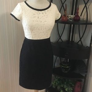 Ann Taylor Petite, Black and White Lace Dress